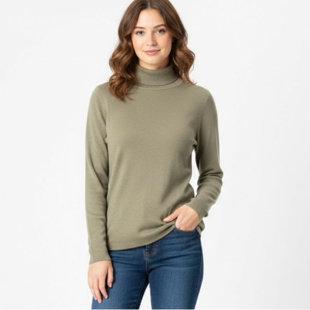Chico's Olive Turtleneck Sweater